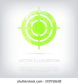 Vector grungy textured green watercolor target icon
