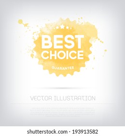 Vector grungy textured hand painted watercolor Bestseller badge with paint stains and blots. 