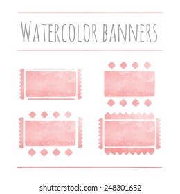 Vector grungy textured hand-painted watercolor banners. Modern tribal style