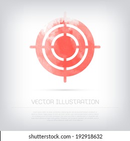 Vector grungy textured red watercolor target icon