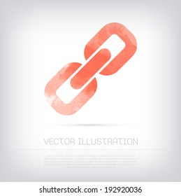 Vector Grungy Textured Red Watercolor Chain Link Icon