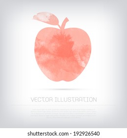 Vector Grungy Textured Watercolor Red Apple Icon