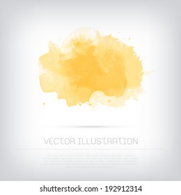 Vector grungy textured yellow watercolor blot background