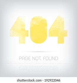 Vector grungy textured yellow watercolor 404 page design