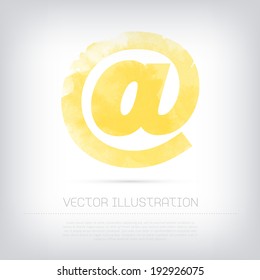 Vector grungy textured yellow watercolor e-mail icon