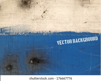 Vector grungy wall background with blue paint