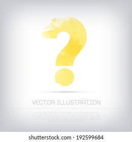 Vector grungy yellow watercolor question mark icon