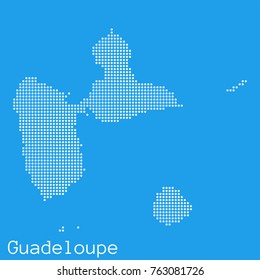 Vector Guadeloupe  map silhouette dotted on blue background