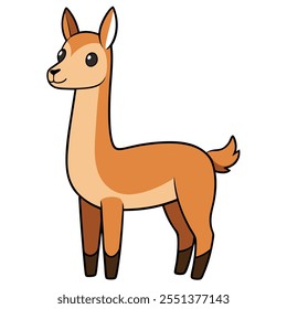 Vektor guanaco im flachen Stil. Netter und einfacher Cartoon