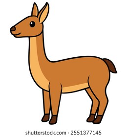 Vektor guanaco im flachen Stil. Netter und einfacher Cartoon