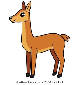 Vektor guanaco im flachen Stil. Netter und einfacher Cartoon