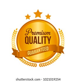 Vector Guaranteed Premium Quality Gold Sign, Round Label.