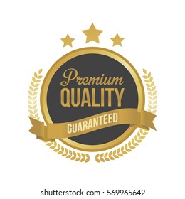 Vector Guaranteed Premium Quality Gold Sign, Round Label