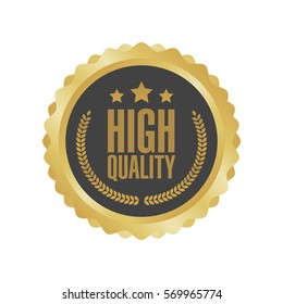 Vector Guaranteed Premium Quality Gold Sign, Round Label