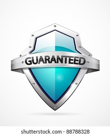 Vector guaranteed shield icon. Blue color