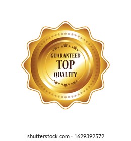 Vector Guaranteed Top Quality Gold Sign, Round Label