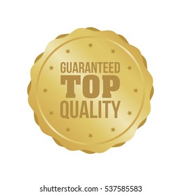 Vector Guaranteed Top Quality Gold Sign, Round Label.