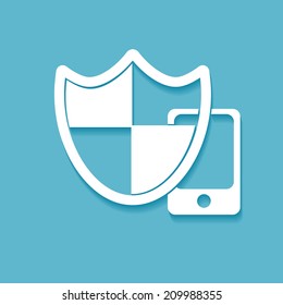 Vector guard phone icon on blue background
