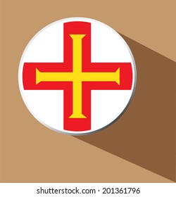 Vector - Guernsey flag button icon with long shadow 