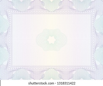 Vector Guilloche background for certificate or diploma and currency design