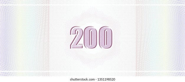 Vector Guilloche background with number fonts. Monetary banknote background.
