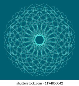Vector guilloche decorative rosette element. Ornamental round lace pattern background for certificate, note, ticket, reward, diploma, voucher design. Abstract colored circle frame. Digital watermark.