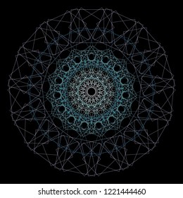 Vector guilloche decorative rosette element. Round guilloche pattern for certificate, note, ticket, reward, diploma, voucher design. Abstract colored circle frame. Digital watermark.