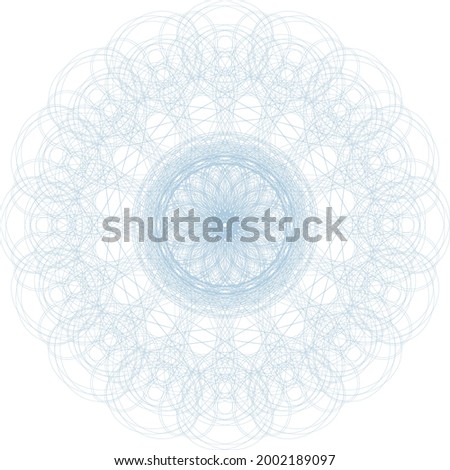 Vector guilloche element for certificate, money, watermark. Line art mandala flower design.