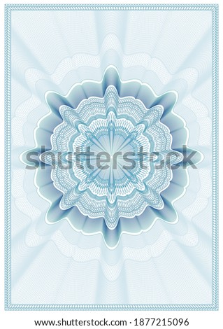 Vector guilloche page design. Rosette, background and page frame.