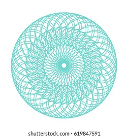 Vector Guilloche Rosette or Element for Certificate Design. Abstract Waves Isolated on White Background