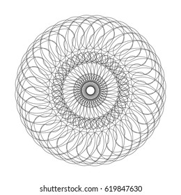 Vector Guilloche Rosette or Element for Certificate Design. Abstract Waves Isolated on White Background