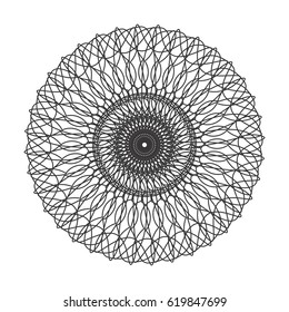 Vector Guilloche Rosette or Element for Certificate Design. Abstract Waves Isolated on White Background