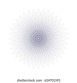 Vector Guilloche Rosette or Element for Certificate Design. Abstract Waves Isolated on White Background