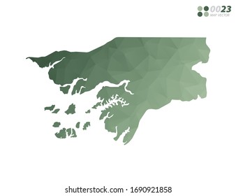Vector de Guinea Bissau mapa el triángulo verde polígono mosaico con fondo blanco. degradado de estilo.