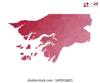 Vektorillustration von Guinea-Bissau kartografiert rotes Dreiecksmosaik mit weißem Hintergrund. Farbverlauf.