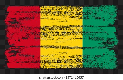 Vector Guinea flag in grunge style on transparent background