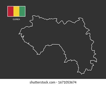 vector Guinea map thin line style.