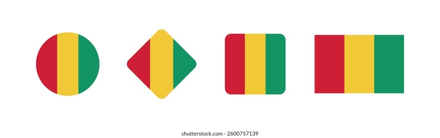 Vector Guinea National Flag icon collection. Flag set of Guinea various styles.