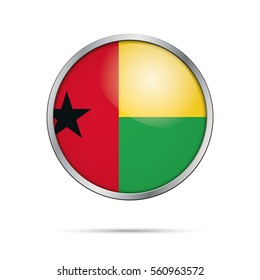 Vektor Guinea-Bissau Flaggenglas-Stil mit Metallrahmen.
