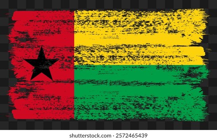 Vector Guinea-Bissau flag in grunge style on transparent background