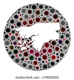 Vector Guinea-Bissau map collage of SARS virus. Infection attacks the isolated territory from outside. Hole circle Guinea-Bissau map collage composed with viral parts.