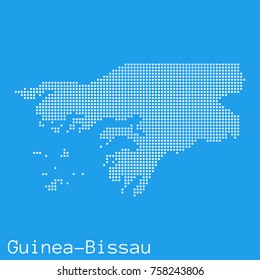 Vector Guinea-Bissau map silhouette dotted on blue background