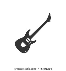 Vector guitar. Black. Isolated.