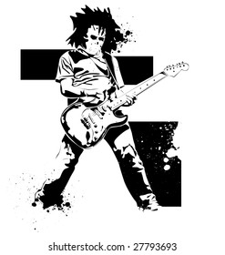 vector guitar black player on a white background