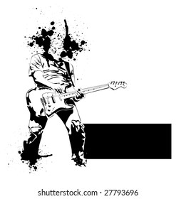 vector guitar black player on a white background