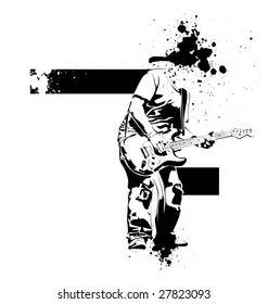 vector guitar black player on a white background