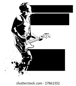 vector guitar black player on a white background