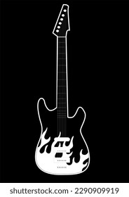 Vector guitar burn black and white electric