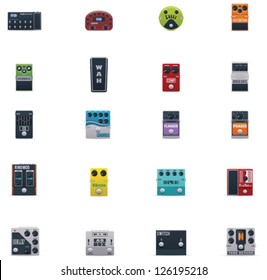 Vector guitar effects and stomp boxes icons set. Part 3