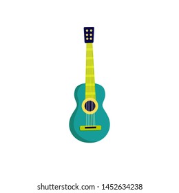 Vector guitar in flat style design.  Music instrument. Template for music festival banner, poster, concert, invitation, greeting card. 